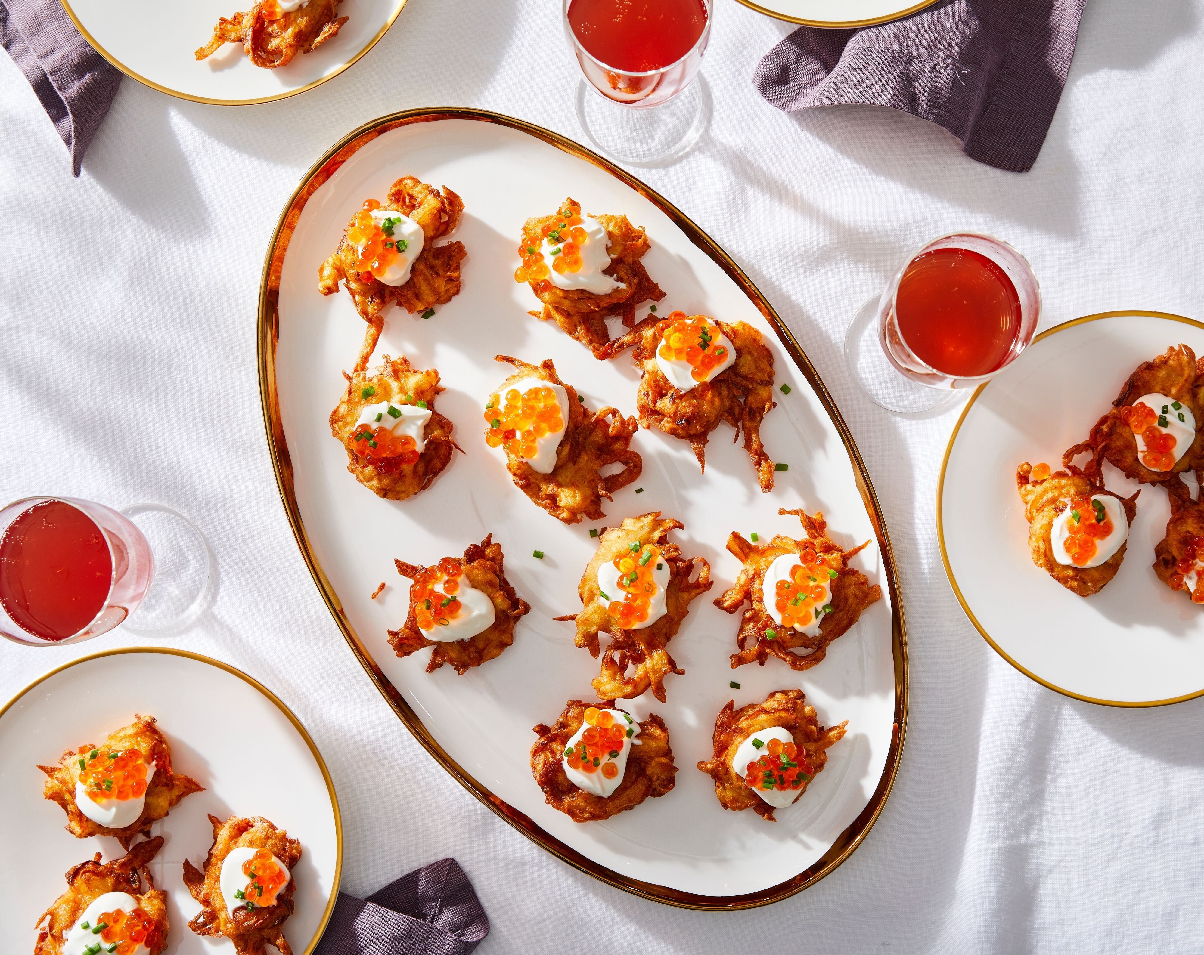 Potato Latkes with Salmon Caviar