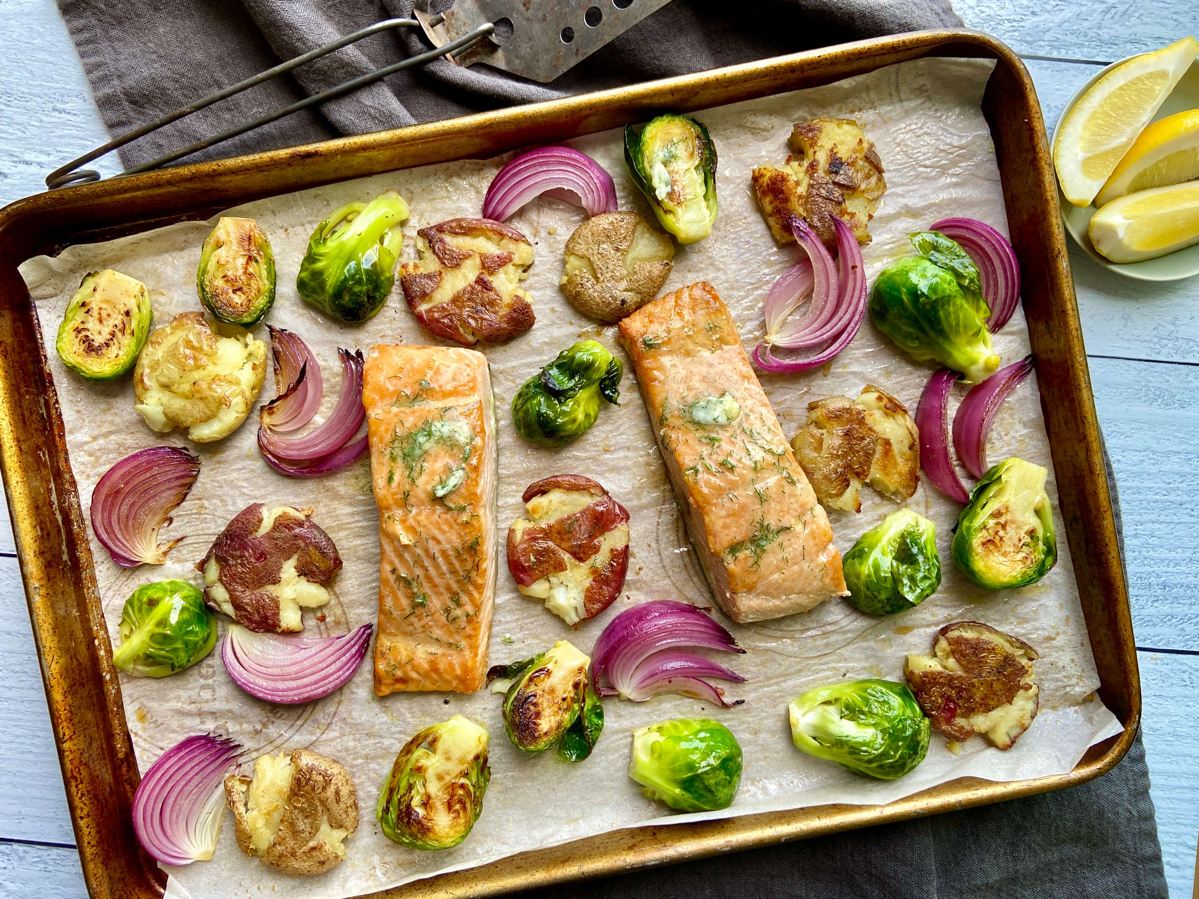 Salmon and Veggie Pan Roast