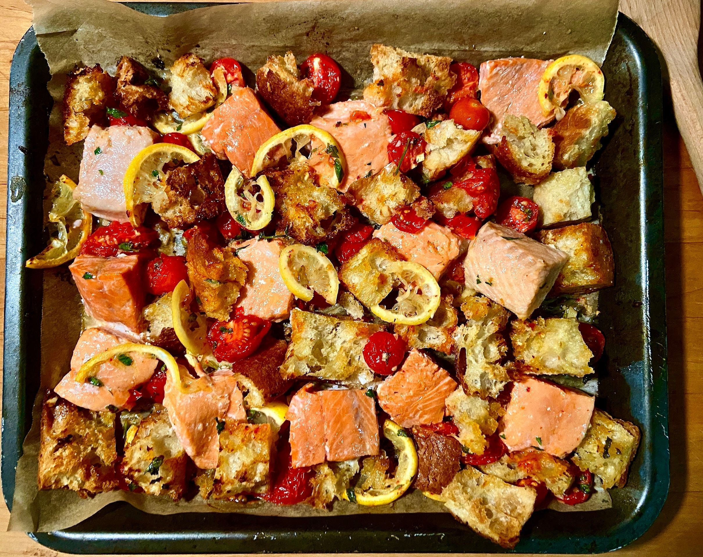 PAN ROASTED SALMON PANZANELLA