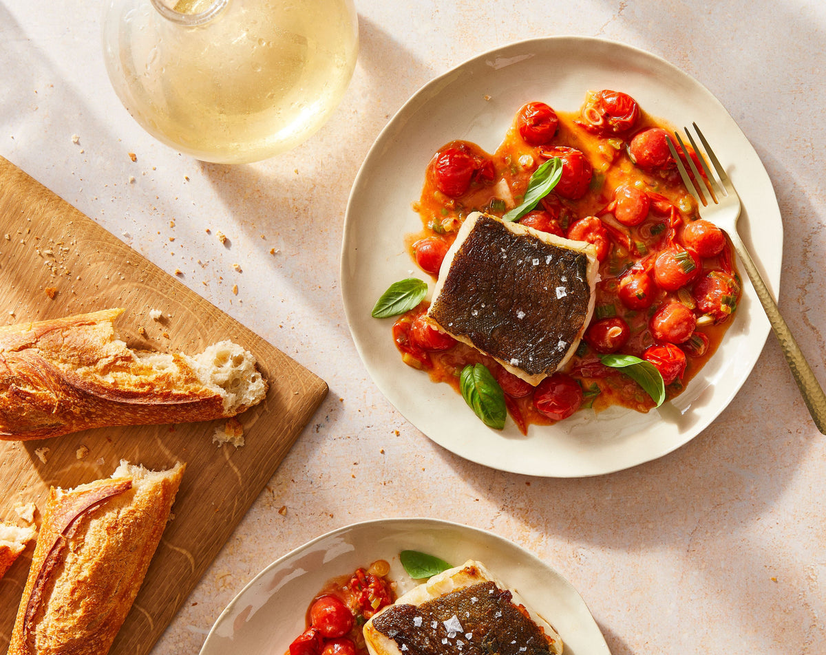 Crispy Sablefish with Cherry Tomato Pan Sauce