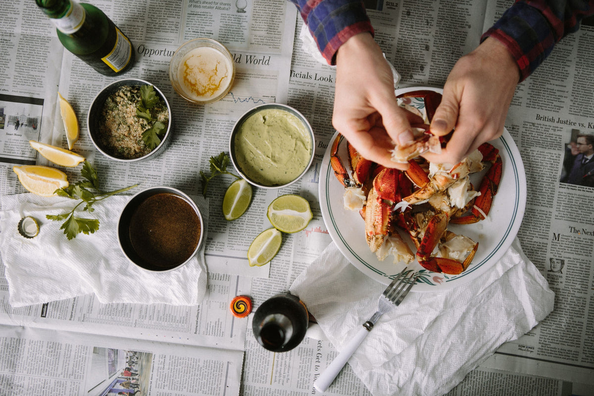 Newspaper Crab with Three Sauces